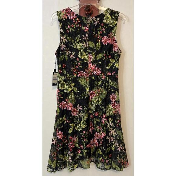 Tommy Hilfiger Womens Size 18 Black Floral Layered Knee Length Dress NWT! A3471 - Picture 2 of 12